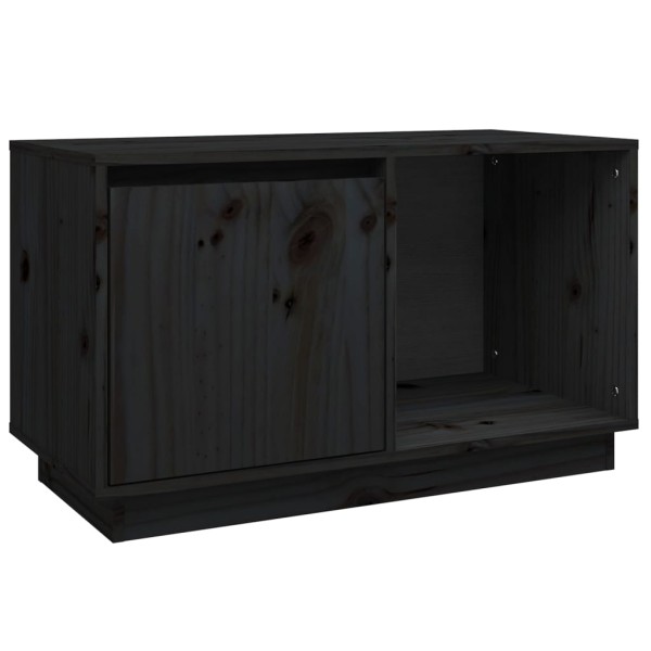 Mueble de TV de madera maciza de pino negro 74x35x44 cm