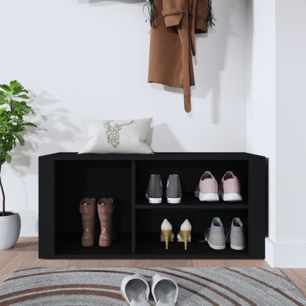 Mueble zapatero madera contrachapada negro 100x35x45 cm