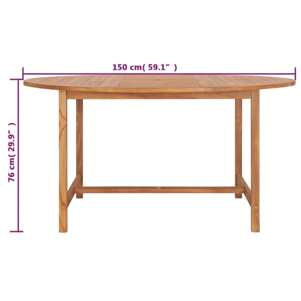 Mesa de jardín de madera de teca maciza 150x76 cm