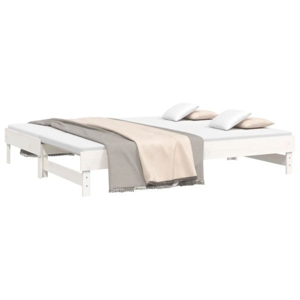 Sofá cama extraíble madera maciza de pino blanco 2x(90x200) cm