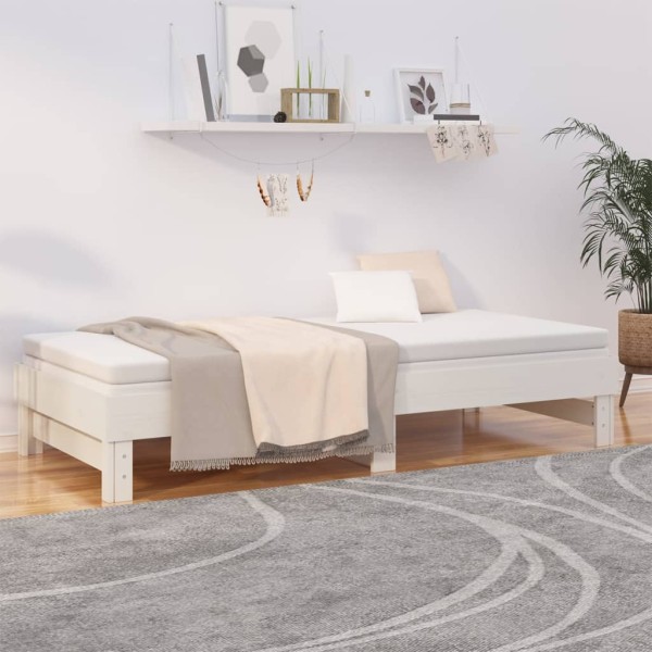 Sofá cama extraíble madera maciza de pino blanco 2x(90x200) cm