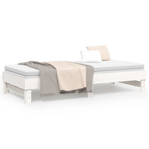 Sofá cama extraíble madera maciza de pino blanco 2x(90x200) cm