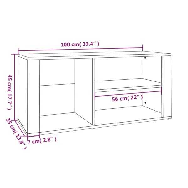 Mueble zapatero madera contrachapada negro 100x35x45 cm