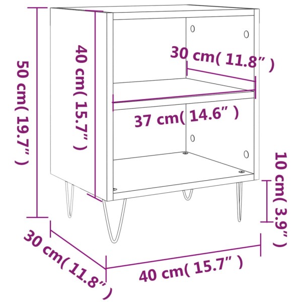 Mesitas de noche 2 uds madera de ingeniería negro 40x30x50 cm