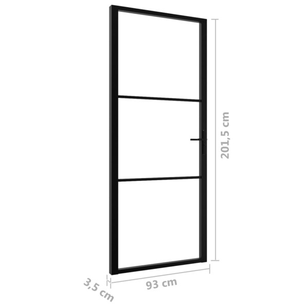 Puerta interior vidrio ESG y aluminio negro 93x201,5 cm