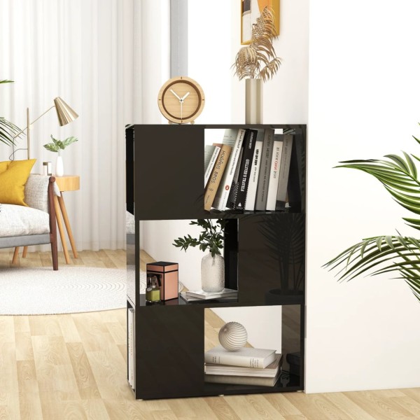 Librería separador madera contrachapada negro brillo 60x24x94cm