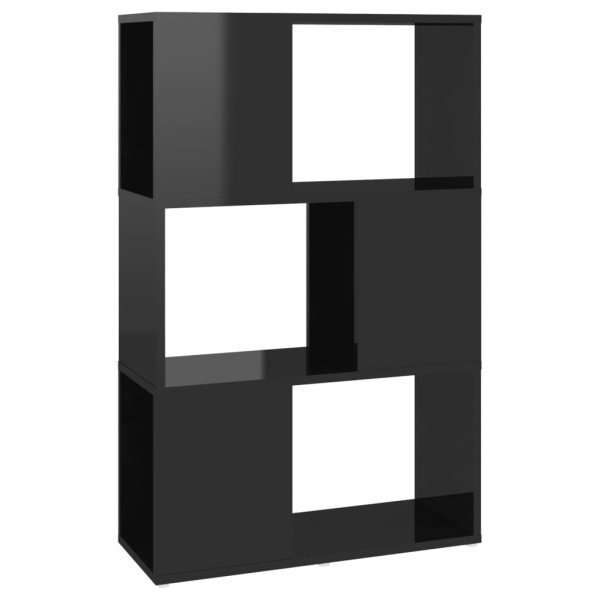 Librería separador madera contrachapada negro brillo 60x24x94cm