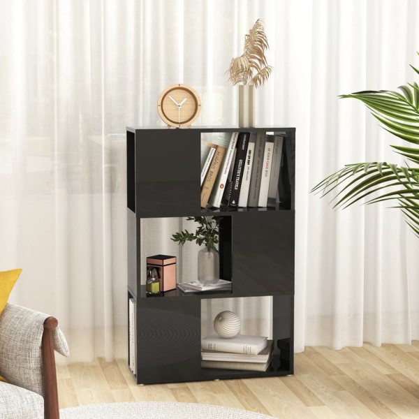 Librería separador madera contrachapada negro brillo 60x24x94cm