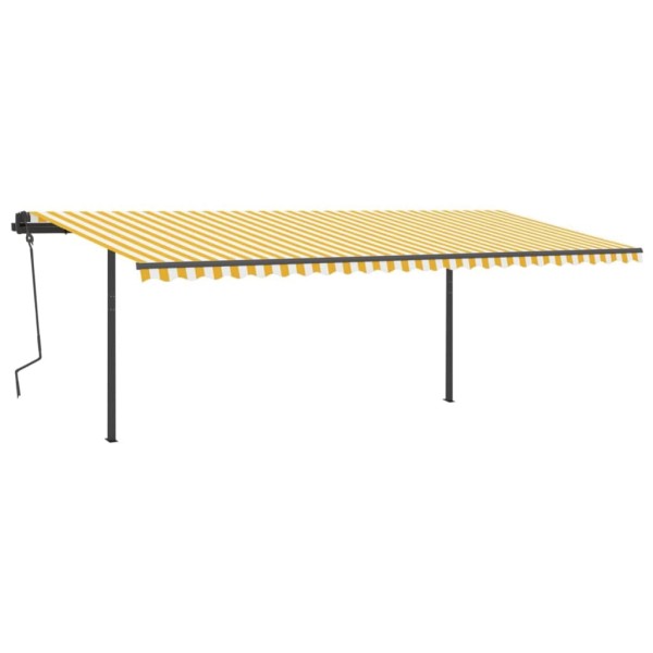 Toldo retráctil automático con postes amarillo y blanco 6x3 m