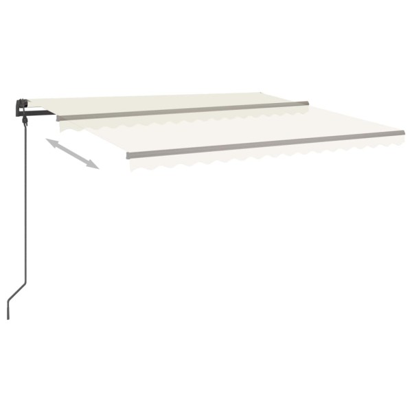 Toldo manual retráctil con luz LED crema 5x3,5 m