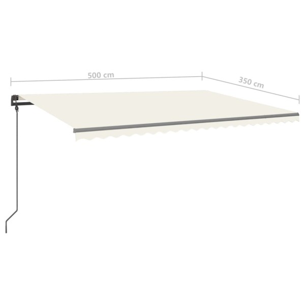 Toldo manual retráctil con luz LED crema 5x3,5 m