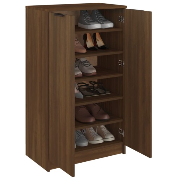 Mueble zapatero madera contrachapada marrón roble 59x35x100 cm