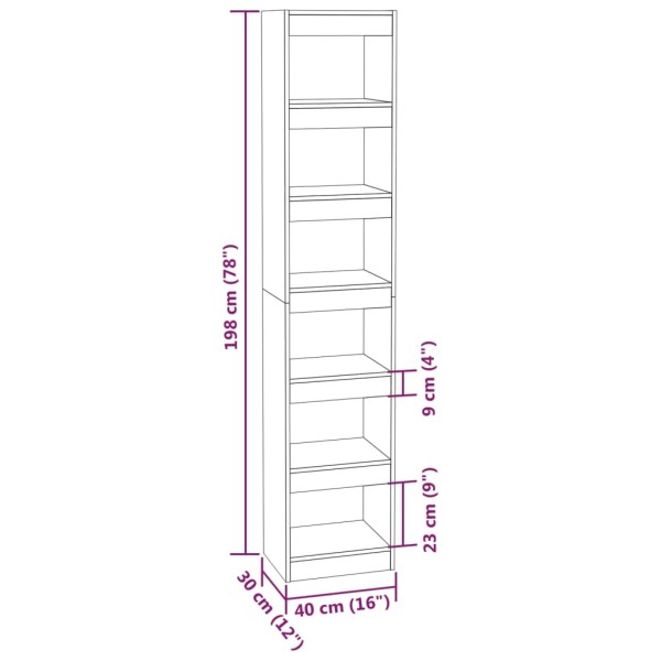 Estantería/divisor espacios color roble Sonoma 40x30x198 cm