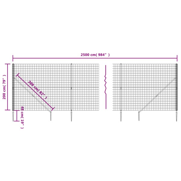 Cerca de alambre con pinchos de anclaje verde 2x25 m