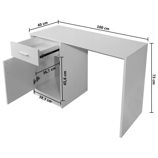 Escritorio con cajón y armario blanco 100x40x73 cm