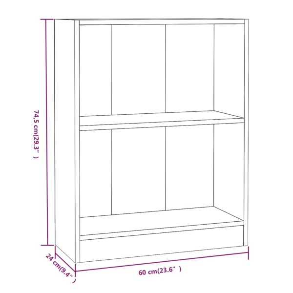 Estantería de madera contrachapada roble marrón 60x24x74,5 cm