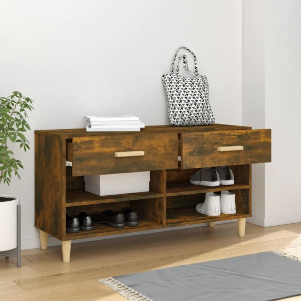 Mueble zapatero madera contrachapada roble ahumado 102x35x55 cm