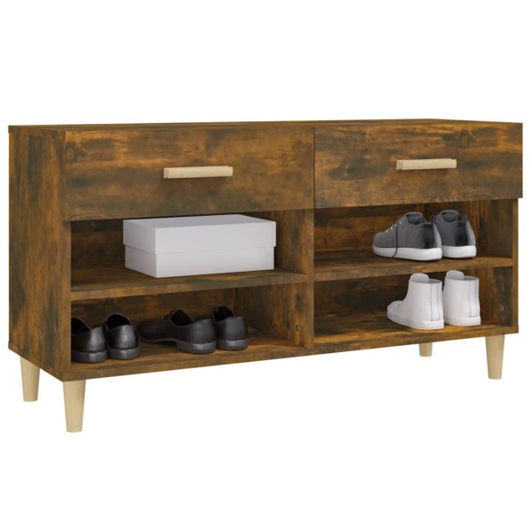 Mueble zapatero madera contrachapada roble ahumado 102x35x55 cm