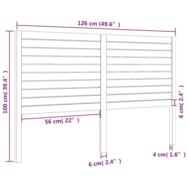 Cabecero de cama madera maciza de pino 126x4x100 cm