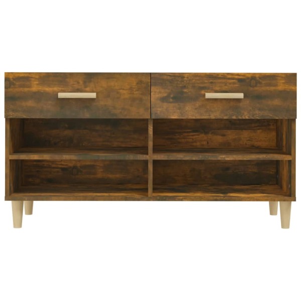 Mueble zapatero madera contrachapada roble ahumado 102x35x55 cm