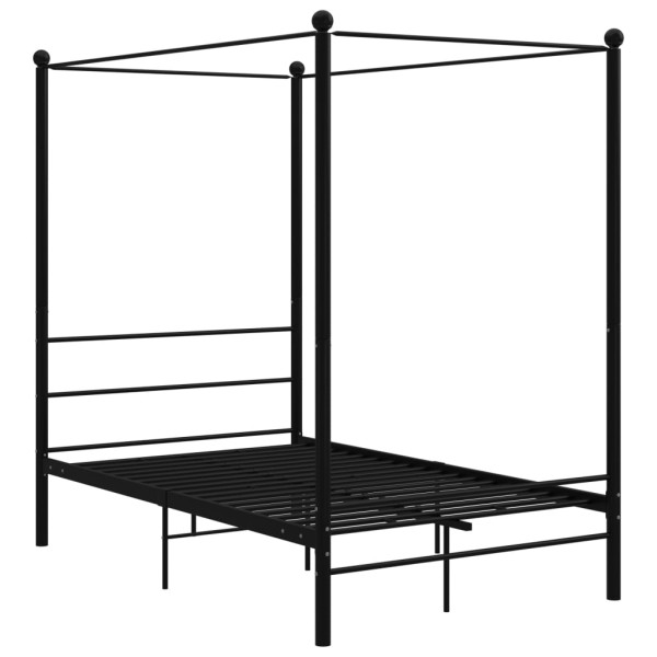 Estructura de cama con dosel metal negro 140x200 cm