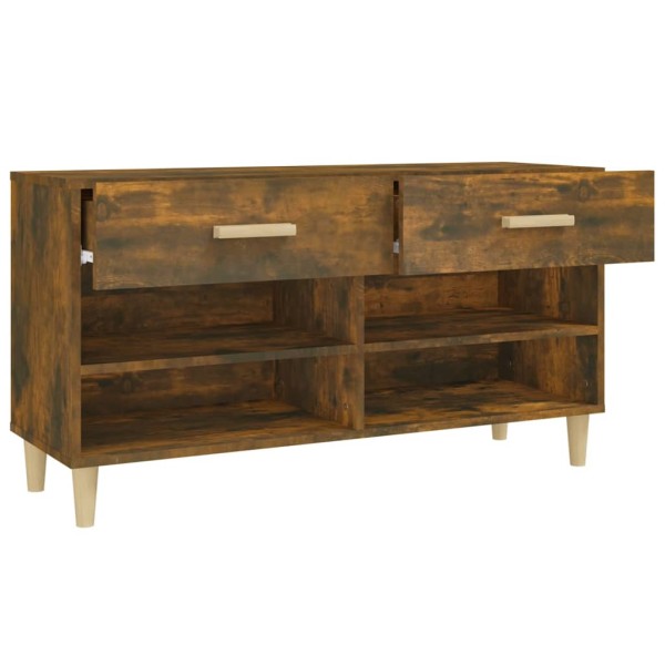 Mueble zapatero madera contrachapada roble ahumado 102x35x55 cm