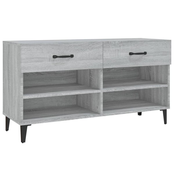 Mueble zapatero madera contrachapada gris Sonoma 102x35x55 cm