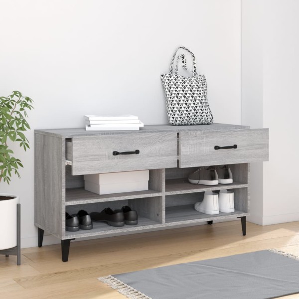 Mueble zapatero madera contrachapada gris Sonoma 102x35x55 cm