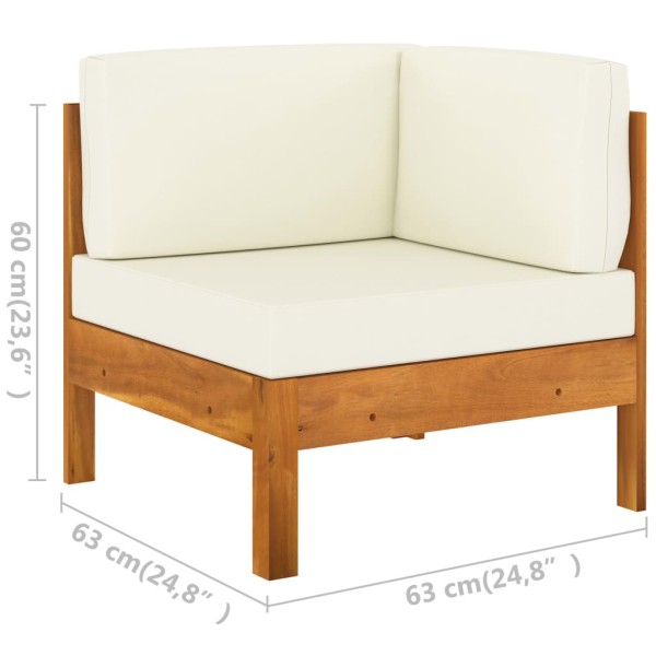 Muebles de jardín 2 pzas cojines blanco crema madera de acacia