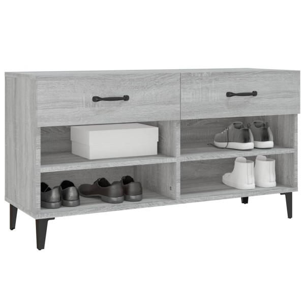 Mueble zapatero madera contrachapada gris Sonoma 102x35x55 cm