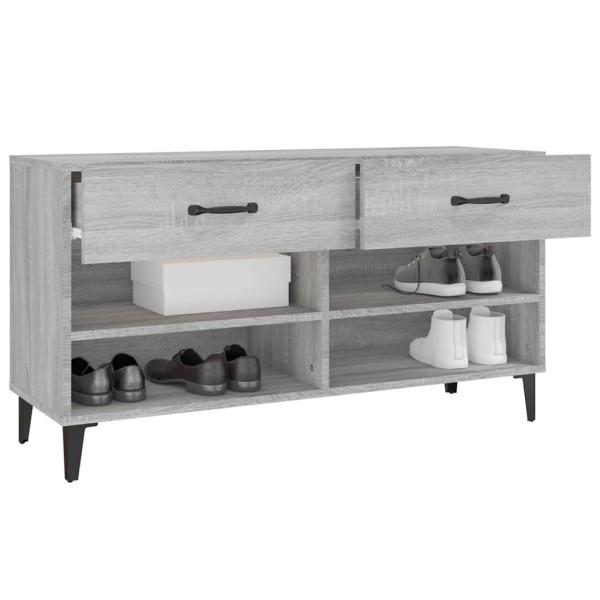 Mueble zapatero madera contrachapada gris Sonoma 102x35x55 cm