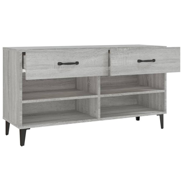 Mueble zapatero madera contrachapada gris Sonoma 102x35x55 cm