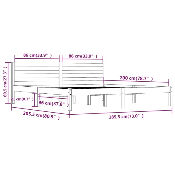 Estructura de cama madera maciza de pino 180x200 cm