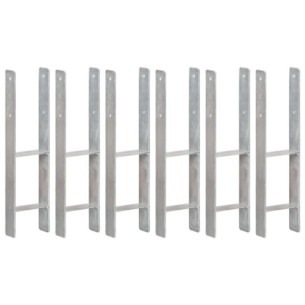 Anclajes de valla 6 uds acero galvanizado plateado 14x6x60 cm