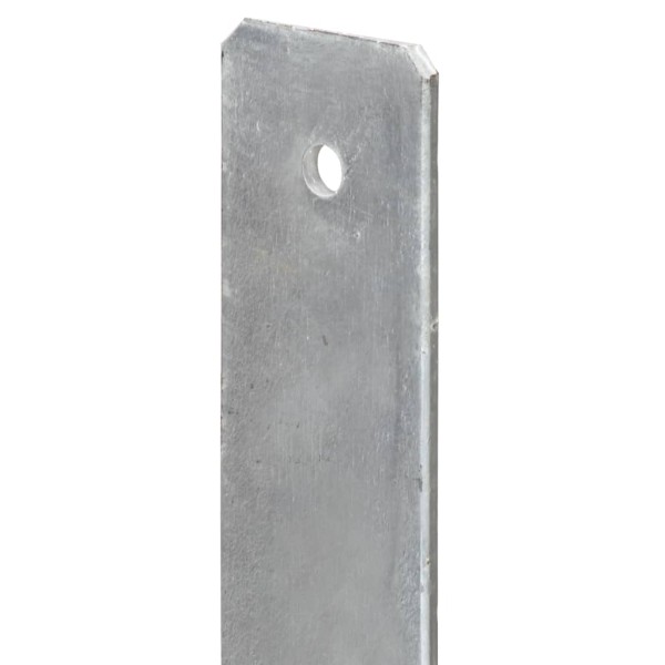 Anclajes de valla 6 uds acero galvanizado plateado 14x6x60 cm