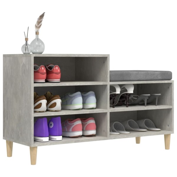 Mueble zapatero madera contrachapada gris hormigón 102x36x60 cm