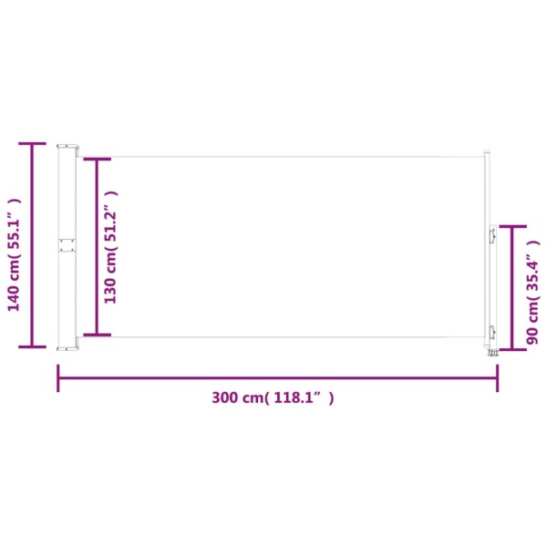 Toldo lateral retráctil de jardín crema 140x300 cm