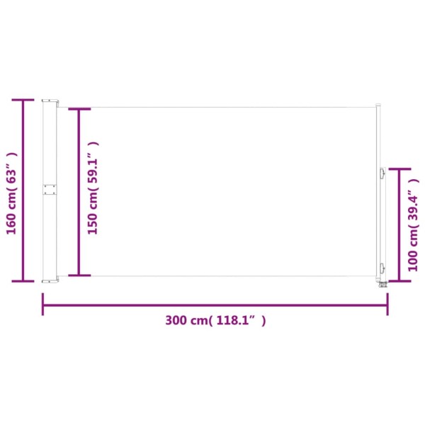 Toldo lateral retráctil de jardín negro160x300 cm