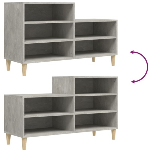 Mueble zapatero madera contrachapada gris hormigón 102x36x60 cm