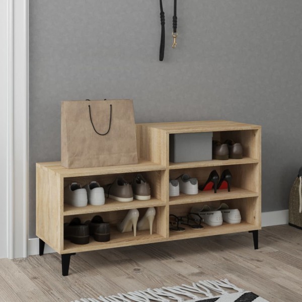 Mueble zapatero madera contrachapada roble Sonoma 102x36x60 cm