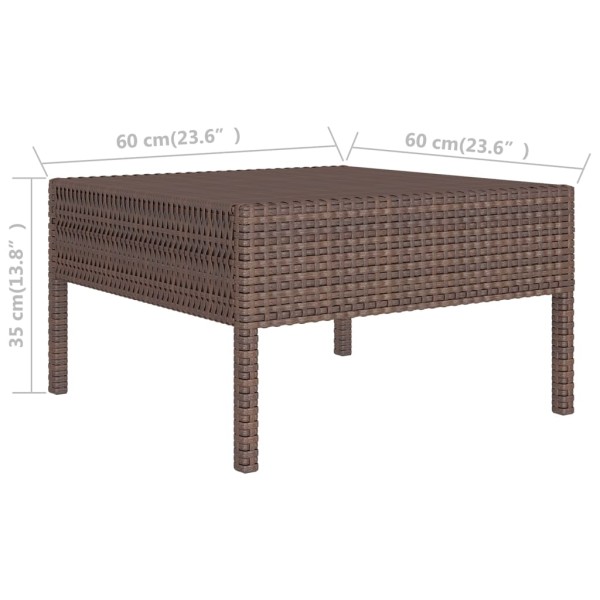 Set muebles de jardín 5 pzas y cojines ratán sintético marrón