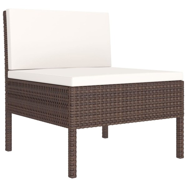 Set muebles de jardín 8 pzas y cojines ratán sintético marrón