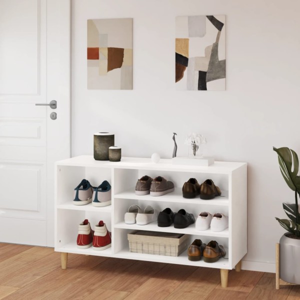 Mueble zapatero madera contrachapada blanco 102x36x60 cm