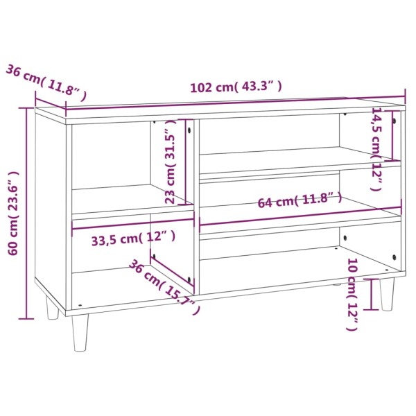 Mueble zapatero madera contrachapada blanco 102x36x60 cm