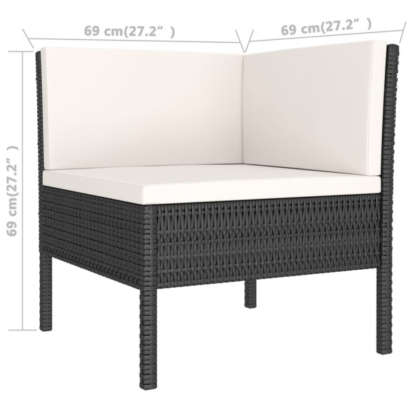 Set de muebles de jardín 9 pzas cojines ratán sintético negro