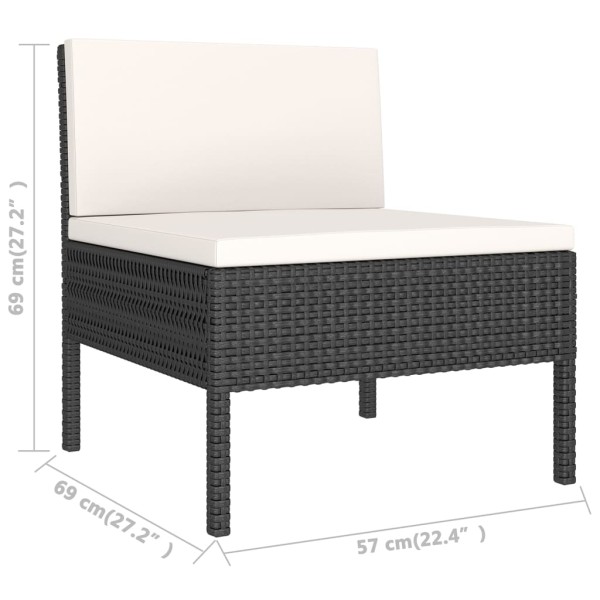 Set de muebles de jardín 9 pzas cojines ratán sintético negro