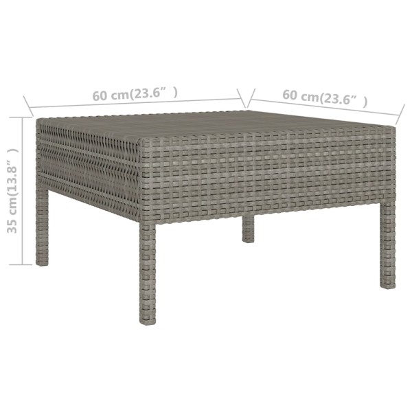 Set de muebles de jardín 11 pzas y cojines ratán sintético gris