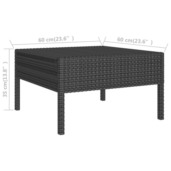 Set de muebles de jardín 14 pzas cojines ratán sintético negro