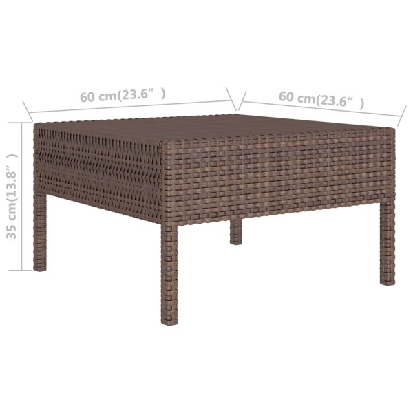 Set muebles de jardín 9 pzas y cojines ratán sintético marrón