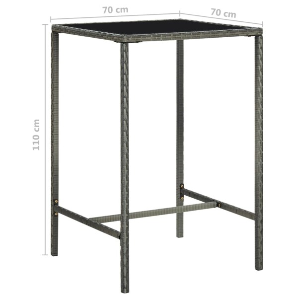 Set muebles de bar jardín 5 pzas y cojines ratán sintético gris